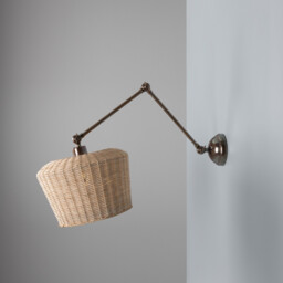 Manila Rattan Large Wall Light, Antique Brass - thumbnail 3