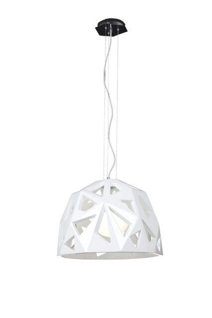 Facette Dome Ceiling Pendant E27, Gloss White, Polished Chrome - image 1