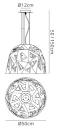 Facette Dome Ceiling Pendant E27, Gloss White, Polished Chrome - thumbnail 2