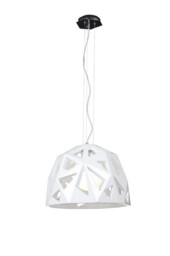 Facette Dome Ceiling Pendant E27, Gloss White, Polished Chrome - thumbnail 1