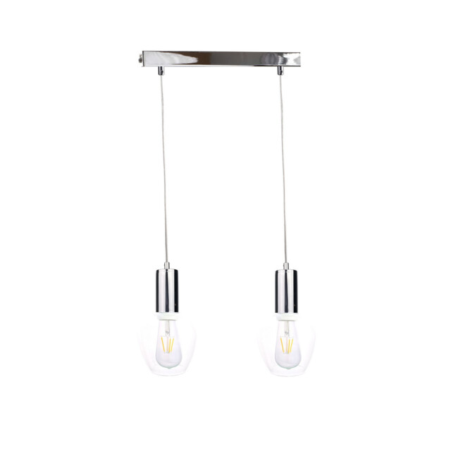 Verre Bar Pendant Ceiling Light Silver, 50cm, 2x E27