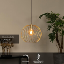 Danza Classic Pendant Light - Ø 40cm - 1xE27 - Matt Gold, Brass - thumbnail 2