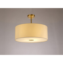 Baymont Antique Brass E27 Semi Flush With 50cm x 20cm Faux Silk Shade, Ivory Pearl/White Laminate - thumbnail 2