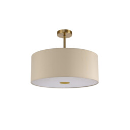 Baymont Antique Brass E27 Semi Flush With 50cm x 20cm Faux Silk Shade, Ivory Pearl/White Laminate - thumbnail 5