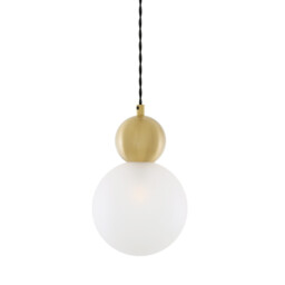 Helena Globe Pendant, Satin Brass, Frosted Glass - thumbnail 1