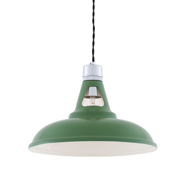 Vienna Industrial Dome Pendant, Chrome, Sage Green
