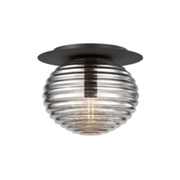 Reels Modern Globe Ceiling Light Black 1xE27 Smoky Shade