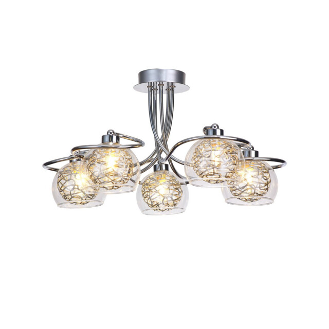 Talia Semi Ceiling Round, 5 Light G9, Polished Chrome/Silver/Clear Glass - image 1