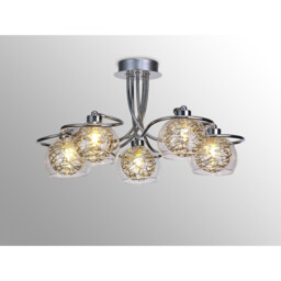 Talia Semi Ceiling Round, 5 Light G9, Polished Chrome/Silver/Clear Glass - thumbnail 2