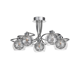 Talia Semi Ceiling Round, 5 Light G9, Polished Chrome/Silver/Clear Glass - thumbnail 3