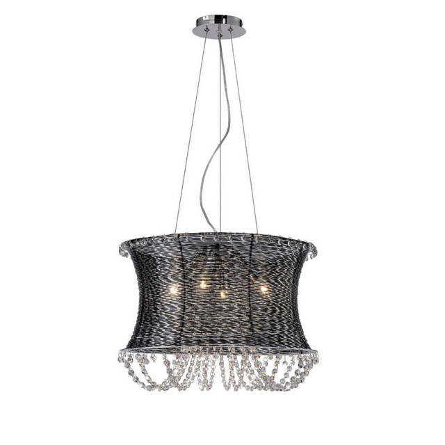 Lanzo Pendant Round 4 Light E14 Black Chrome/Crystal - image 1