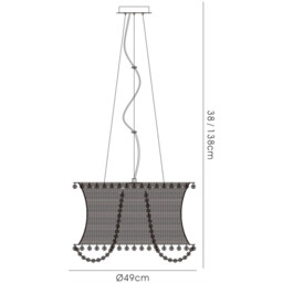 Lanzo Pendant Round 4 Light E14 Black Chrome/Crystal - thumbnail 3