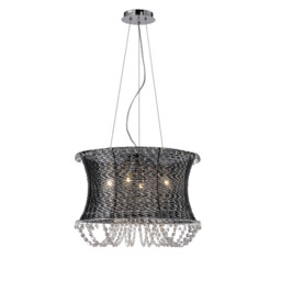 Lanzo Pendant Round 4 Light E14 Black Chrome/Crystal