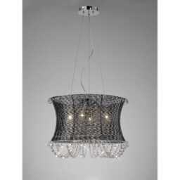 Lanzo Pendant Round 4 Light E14 Black Chrome/Crystal - thumbnail 2