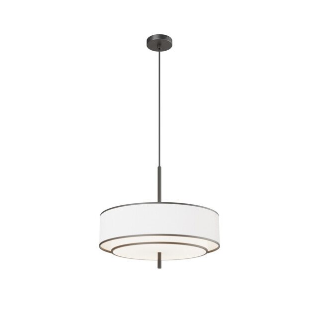 Bergamo Modern Cylindrical Pendant Ceiling Light Black 5xE27 White Rimmed Shade - image 1