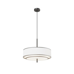 Bergamo Modern Cylindrical Pendant Ceiling Light Black 5xE27 White Rimmed Shade - thumbnail 1