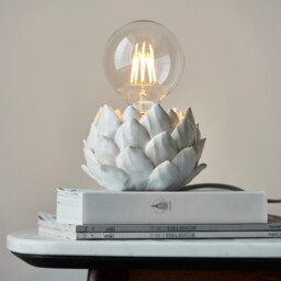 Artichoke Complete Table Lamp, Oatmeal Crackle Glaze, Antique Brass Plate - thumbnail 5