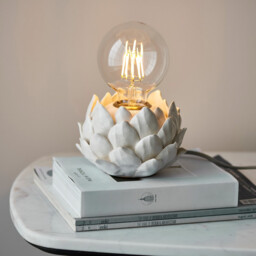 Artichoke Complete Table Lamp, Oatmeal Crackle Glaze, Antique Brass Plate - thumbnail 2