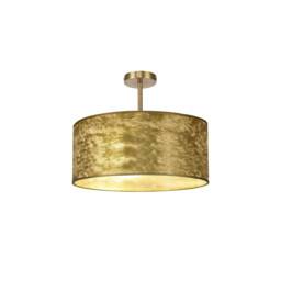 Baymont 40cm Antique Brass 5 Light E27 Semi Flush Fixture With 50cm x 20cm Gold Leaf Shade