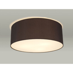 Baymont White 3 Light E27 Universal Flush Ceiling Fixture With 60cm x 22cm Faux Silk Shade, Black/White Laminate - thumbnail 2