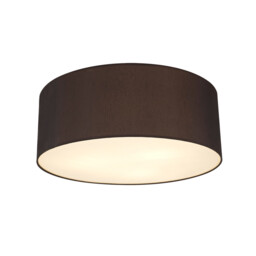 Baymont White 3 Light E27 Universal Flush Ceiling Fixture With 60cm x 22cm Faux Silk Shade, Black/White Laminate