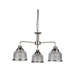 Bistro 3 Light Multi Arm Ceiling Pendant Silver, White, E27 - thumbnail 2