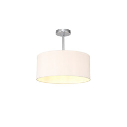 Baymont Polished Chrome E27 Semi Flush With 40cm x 18cm Dual Faux Silk Shade, Nude Beige/Moonlight