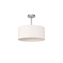 Baymont Polished Chrome E27 Semi Flush With 40cm x 18cm Dual Faux Silk Shade, Nude Beige/Moonlight - thumbnail 5