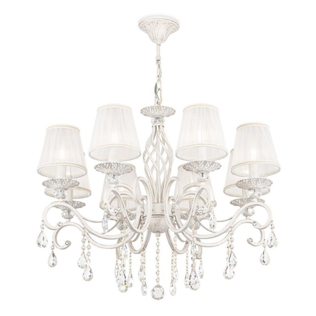Grace Chandelier White with Gold & Crystal, with Shades, 8 Light, E14 - image 1