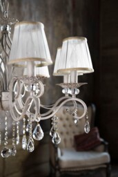 Grace Chandelier White with Gold & Crystal, with Shades, 8 Light, E14 - thumbnail 2