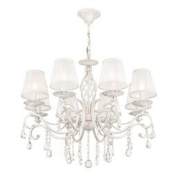 Grace Chandelier White with Gold & Crystal, with Shades, 8 Light, E14