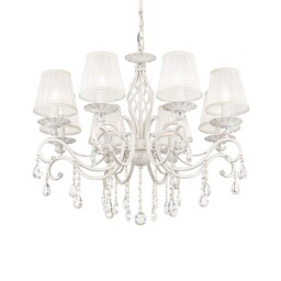 Grace Chandelier White with Gold & Crystal, with Shades, 8 Light, E14 - thumbnail 3