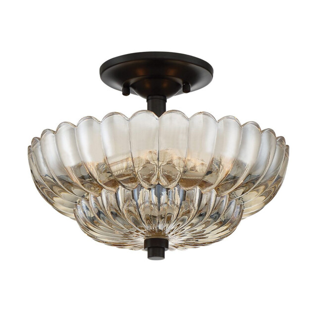 Quoizel Whitecap Ceiling Light Traditional Tinted Amber Glass, Mottled Cocoa Brown 3x E14 - image 1
