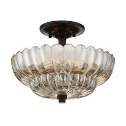 Quoizel Whitecap Ceiling Light Traditional Tinted Amber Glass, Mottled Cocoa Brown 3x E14