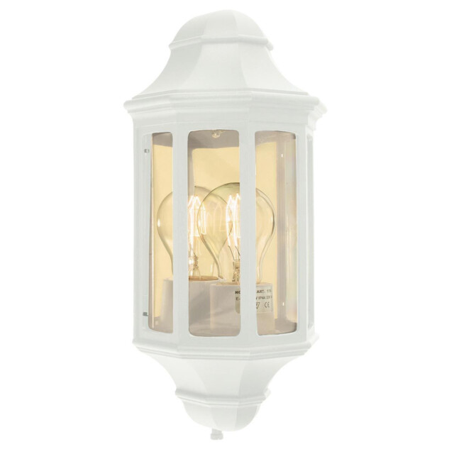 Malaga Mini 1 Light Outdoor Wall Half Lantern Light White IP44, E27 - image 1