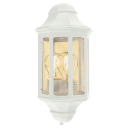Malaga Mini 1 Light Outdoor Wall Half Lantern Light White IP44, E27 - thumbnail 1