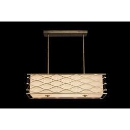 Milton Rectangle Ceiling Pendant, Convertible To Semi Flush 5 Light E14 Aged Gold, Cream Fabric Shade - thumbnail 3