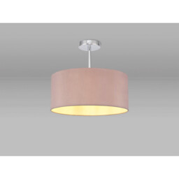 Baymont Polished Chrome E27 Semi Flush With 40cm x 18cm Dual Faux Silk Shade, Taupe/Halo Gold - thumbnail 2