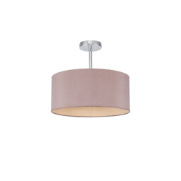 Baymont Polished Chrome E27 Semi Flush With 40cm x 18cm Dual Faux Silk Shade, Taupe/Halo Gold - thumbnail 5