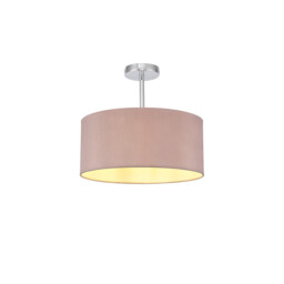 Baymont Polished Chrome E27 Semi Flush With 40cm x 18cm Dual Faux Silk Shade, Taupe/Halo Gold