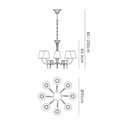 Paola Ceiling Pendant 95cm Round, 8 x E14 (Max 40W), Silver Painting, Black Shades - thumbnail 2