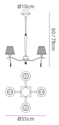 Siena Ceiling Pendant Round 4 Light E14, Polished Chrome with Black Shades And Black Crystal - thumbnail 2