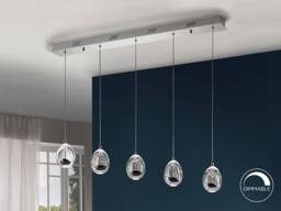 Roc Integrated LED 5 Light Crystal Drop Bar Ceiling Pendant Chrome Bubble Effect - thumbnail 1