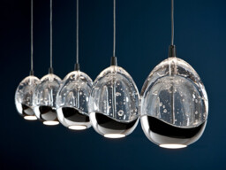 Roc Integrated LED 5 Light Crystal Drop Bar Ceiling Pendant Chrome Bubble Effect - thumbnail 2
