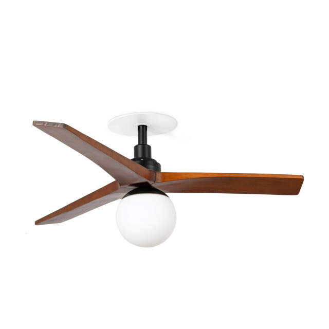 Klim Recessed Small LED Ceiling Fan Matt Black, Dark Walnut Blades - image 1