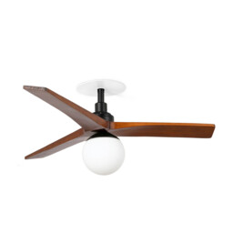 Klim Recessed Small LED Ceiling Fan Matt Black, Dark Walnut Blades