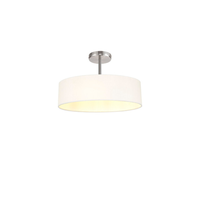 Baymont Polished Chrome 5 Light E27 Drop Flush, With 45cm x 15cm Faux Silk Shade, White - image 1
