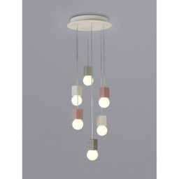 Galaxia Pendant Square, 6 Light E27, White / Grey / Red Cement, White Base & Cable - thumbnail 2