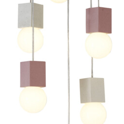 Galaxia Pendant Square, 6 Light E27, White / Grey / Red Cement, White Base & Cable - thumbnail 5