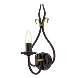 Windermere 1 Light Indoor Candle Wall Light Gold, Rust, E14 - thumbnail 1